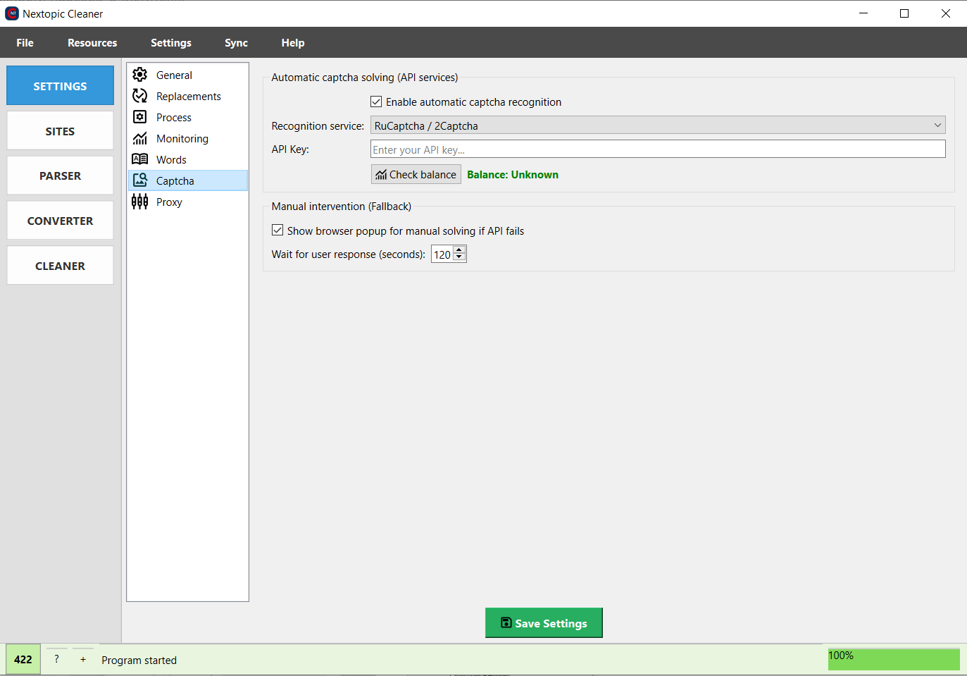 Настройки Капчи